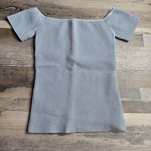 Babaton Sculpt Knit Top Square Neck Medium Light Ice Blue Atitzia